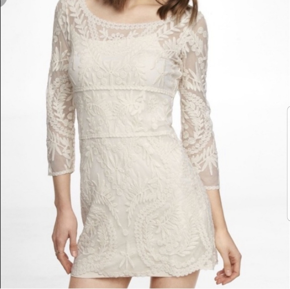Express Cream Lace Dress